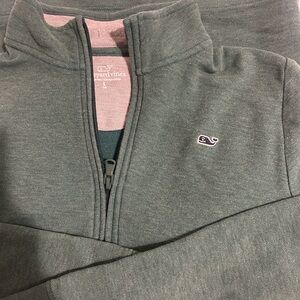 Vineyard Vines Green and Gray Quarter-Zip